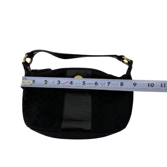 Coach Signature Back Canvas Patent Demi Mini Ergo Baguette Purse Bag 41066 - Picture 2 of 16